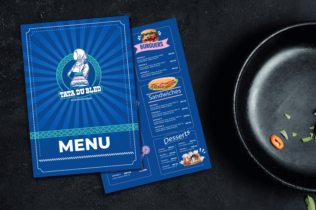 Menu imprimé Tata du Bled